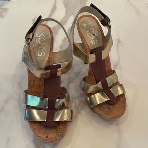 Michael Kors Gold and brown cork heels